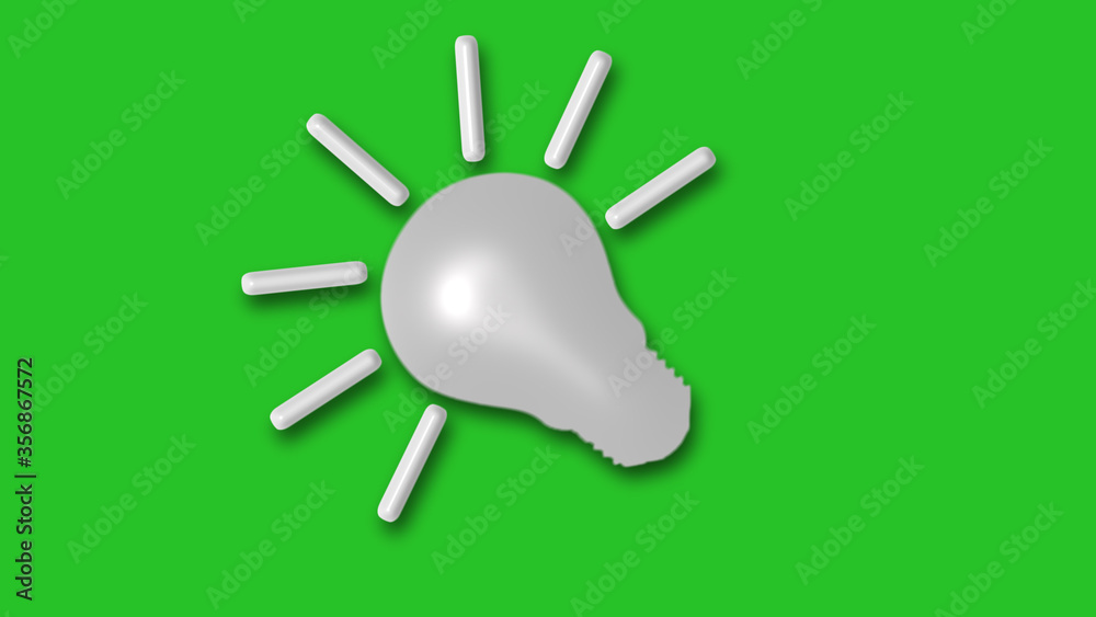 White color 3d bulb icon on green background,New bulb icon White color 3d bulb icon on green background,New bulb icon