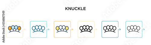 Knuckle vector icon in 6 different modern styles. Black, two colored knuckle icons designed in filled, outline, line and stroke style. Vector illustration can be used for web, mobile, ui