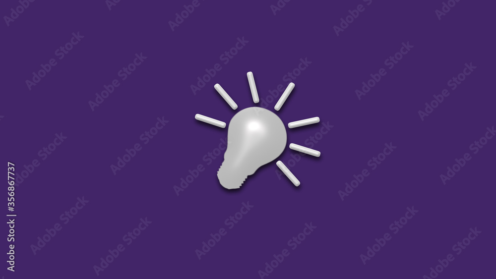 Amazing white color 3d bulb icon on purple dark background,bulb icon Amazing white color 3d bulb icon on purple dark background,bulb icon