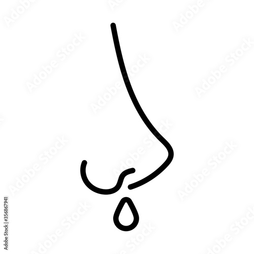 nose with flu, line style icon