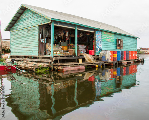 Tonle Sap Lake is a floating community in Cambodia