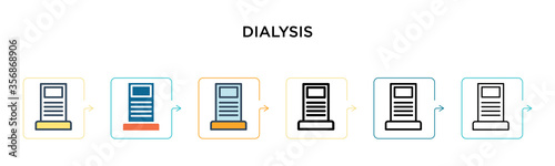 Dialysis vector icon in 6 different modern styles. Black, two colored dialysis icons designed in filled, outline, line and stroke style. Vector illustration can be used for web, mobile, ui
