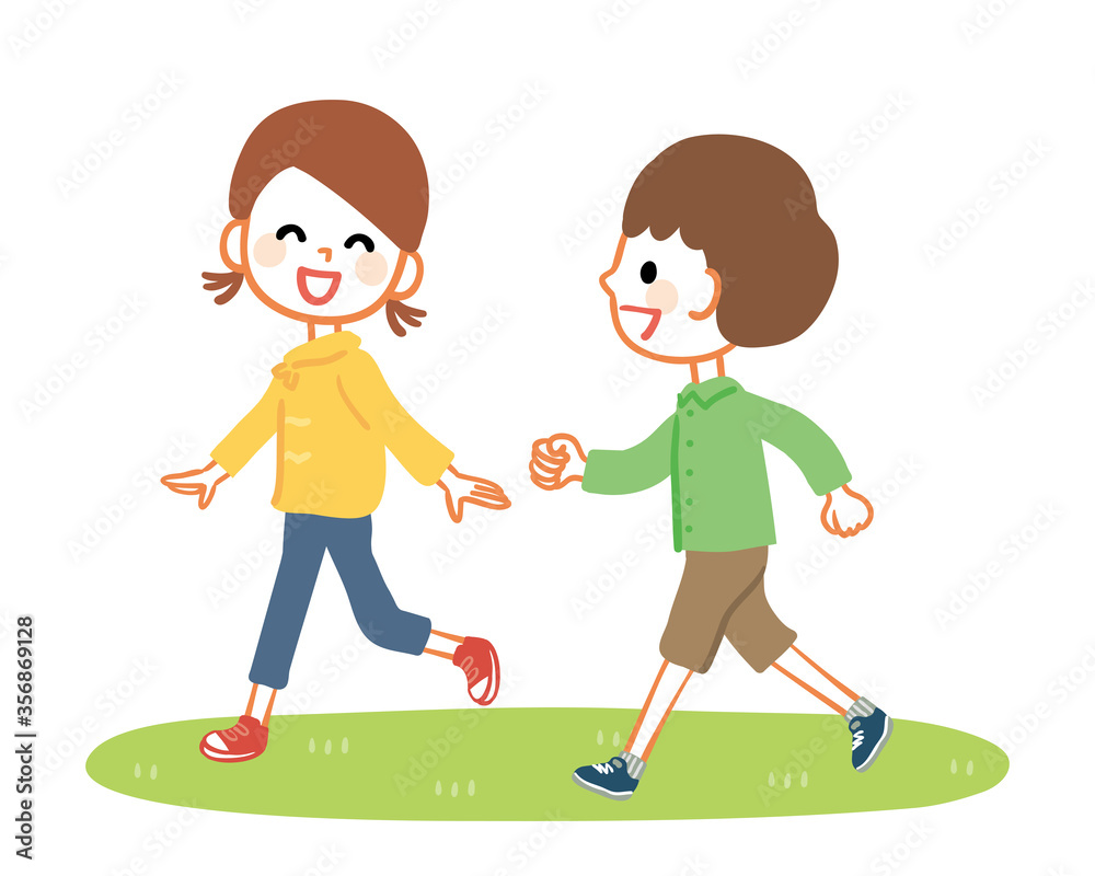 Illustration of kids playing happily outside