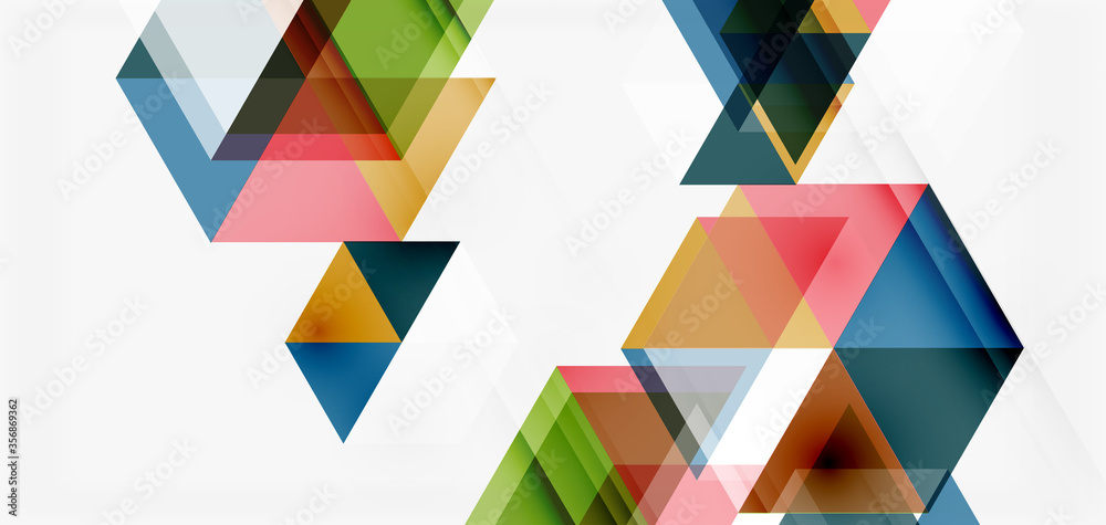 Geometric abstract background, mosaic triangle and hexagon shapes. Trendy abstract layout template for business or technology presentation, internet poster or web brochure cover, wallpaper Geometric abstract background, mosaic triangle and hexagon shapes. Trendy abstract layout template for business or technology presentation, internet poster or web brochure cover, wallpaper