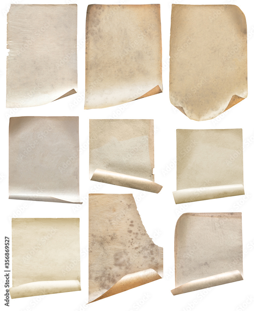 old papers set isolated