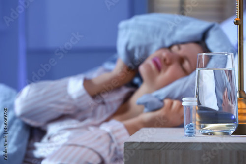Sleeping pills on table in ...