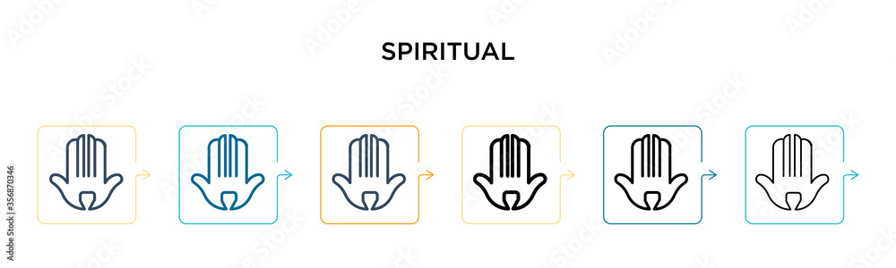 Fototapeta premium Spiritual vector icon in 6 different modern styles. Black, two colored spiritual icons designed in filled, outline, line and stroke style. Vector illustration can be used for web, mobile, ui