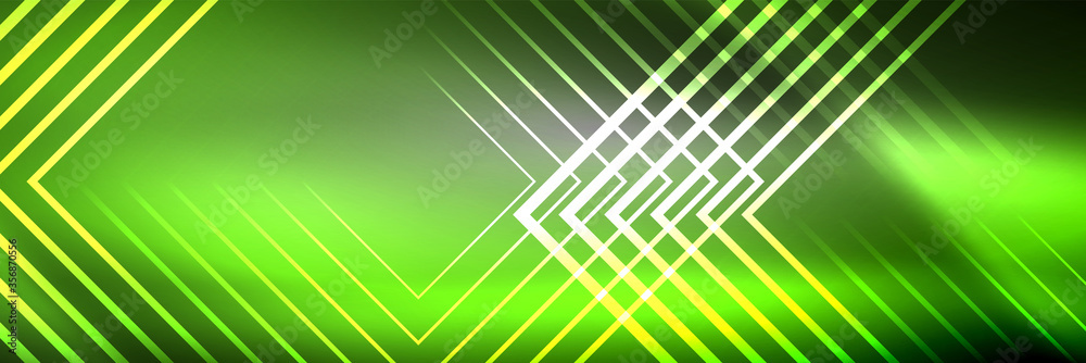 Shiny neon glowing techno lines, hi-tech futuristic abstract background template with square shapes Shiny neon glowing techno lines, hi-tech futuristic abstract background template with square shapes