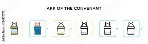 Ark of the convenant vector icon in 6 different modern styles. Black, two colored ark of the convenant icons designed in filled, outline, line and stroke style. Vector illustration can be used for photo