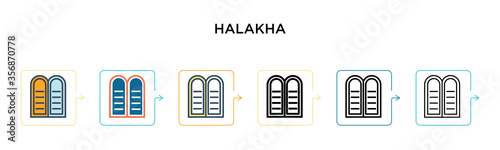Halakha vector icon in 6 different modern styles. Black, two colored halakha icons designed in filled, outline, line and stroke style. Vector illustration can be used for web, mobile, ui