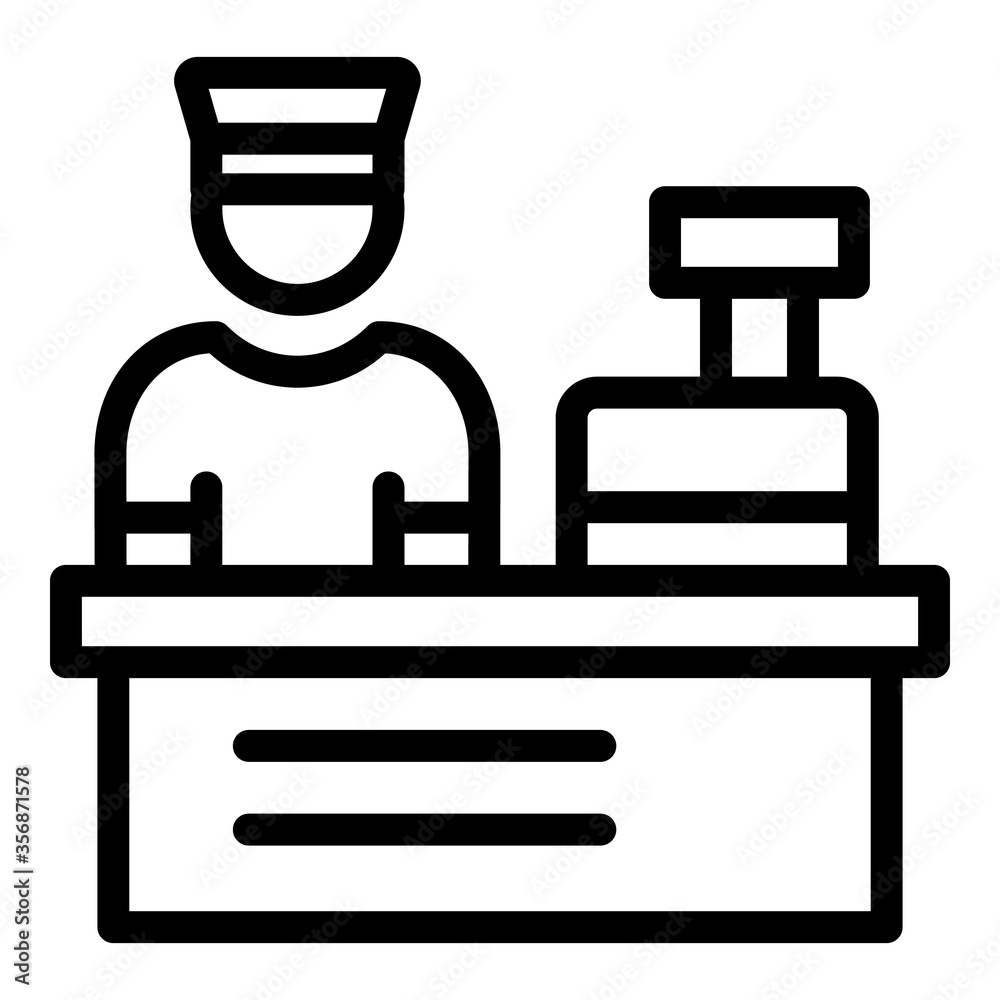 Shop cashier icon. Outline shop cashier vector icon for web design isolated on white background Shop cashier icon. Outline shop cashier vector icon for web design isolated on white background
