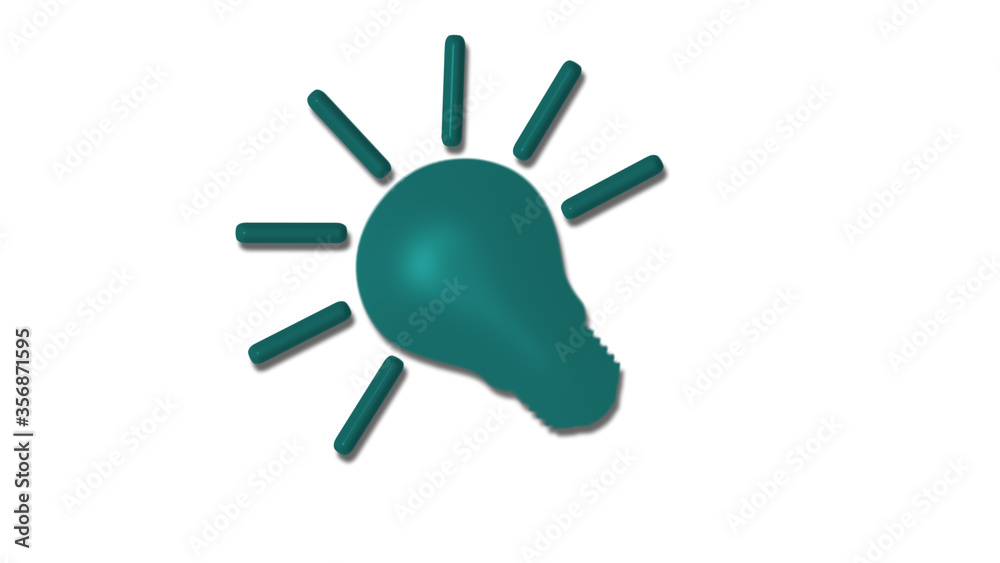 New cyan dark 3d bulb icon on white background,Idea bulb icon