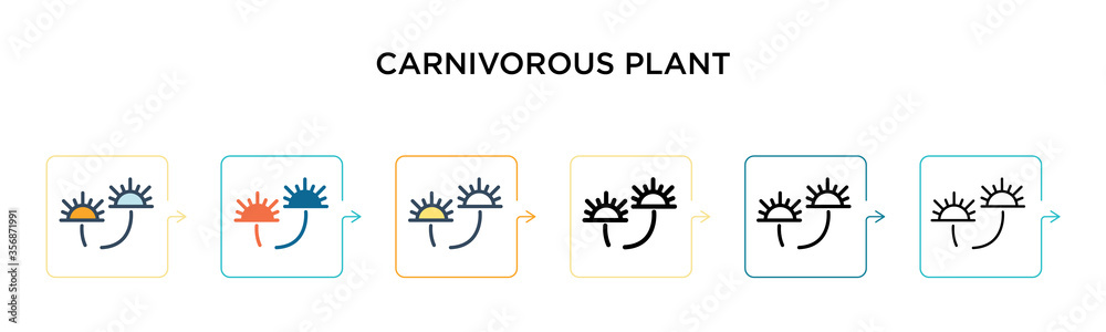 Carnivorous plant vector icon in 6 different modern styles. Black, two colored carnivorous plant icons designed in filled, outline, line and stroke style. Vector illustration can be used for web, Carnivorous plant vector icon in 6 different modern styles. Black, two colored carnivorous plant icons designed in filled, outline, line and stroke style. Vector illustration can be used for web,