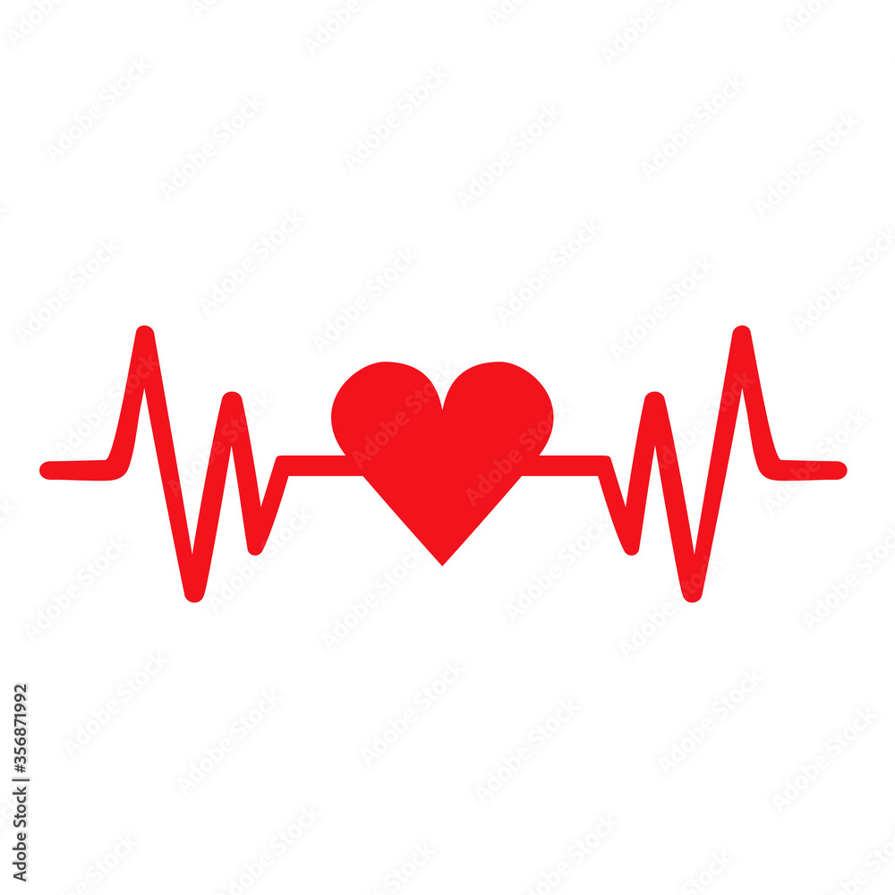 Heartbeat pulse flat design. valentine illustration