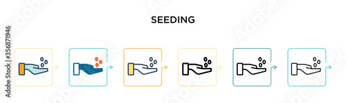 Seeding vector icon in 6 different modern styles. Black, two colored seeding icons designed in filled, outline, line and stroke style. Vector illustration can be used for web, mobile, ui