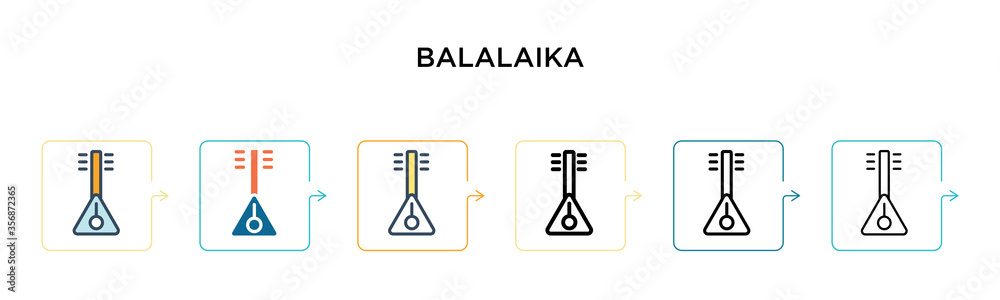 Balalaika vector icon in 6 different modern styles. Black, two colored ...
