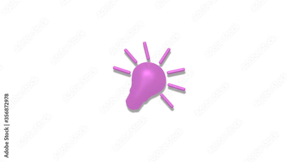 Pink light 3d idea bulb icon on white background,3d bulb icon