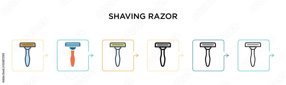 Shaving razor vector icon in 6 different modern styles. Black, two colored shaving razor icons designed in filled, outline, line and stroke style. Vector illustration can be used for web, mobile, ui Shaving razor vector icon in 6 different modern styles. Black, two colored shaving razor icons designed in filled, outline, line and stroke style. Vector illustration can be used for web, mobile, ui