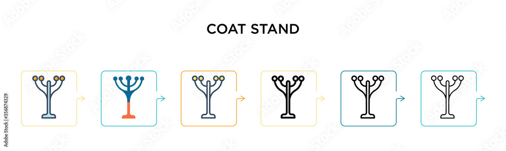 Coat stand vector icon in 6 different modern styles. Black, two colored coat stand icons designed in filled, outline, line and stroke style. Vector illustration can be used for web, mobile, ui Coat stand vector icon in 6 different modern styles. Black, two colored coat stand icons designed in filled, outline, line and stroke style. Vector illustration can be used for web, mobile, ui