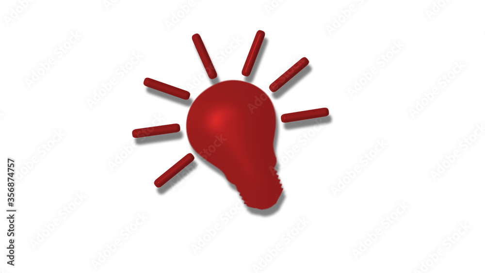 Amazing red dark 3d idea bulb iconon white background Amazing red dark 3d idea bulb iconon white background
