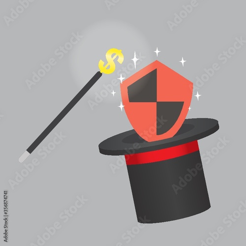 shield in magician hat