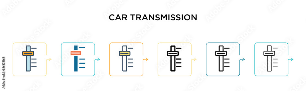 Car transmission vector icon in 6 different modern styles. Black, two colored car transmission icons designed in filled, outline, line and stroke style. Vector illustration can be used for web, Car transmission vector icon in 6 different modern styles. Black, two colored car transmission icons designed in filled, outline, line and stroke style. Vector illustration can be used for web,