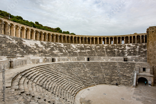 Ruins of stadium at Aspendos, Turkey old photo