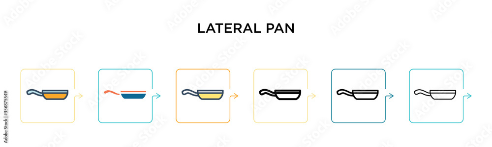 Lateral pan vector icon in 6 different modern styles. Black, two colored lateral pan icons designed in filled, outline, line and stroke style. Vector illustration can be used for web, mobile, ui Lateral pan vector icon in 6 different modern styles. Black, two colored lateral pan icons designed in filled, outline, line and stroke style. Vector illustration can be used for web, mobile, ui