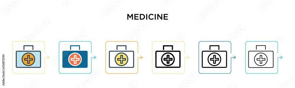 Medicine vector icon in 6 different modern styles. Black, two colored medicine icons designed in filled, outline, line and stroke style. Vector illustration can be used for web, mobile, ui Medicine vector icon in 6 different modern styles. Black, two colored medicine icons designed in filled, outline, line and stroke style. Vector illustration can be used for web, mobile, ui