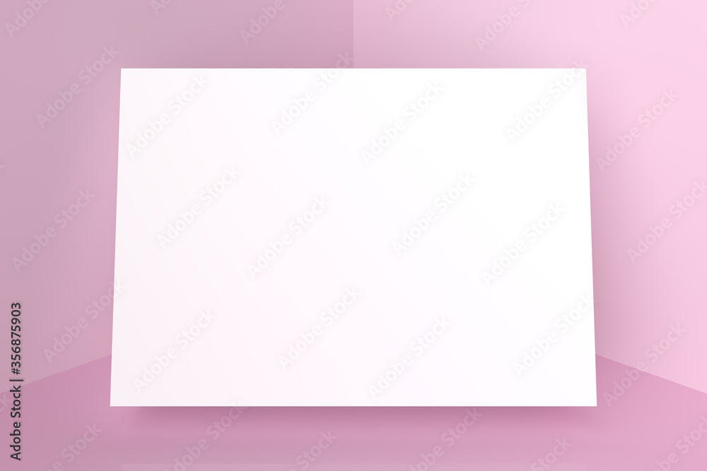 pink note paper on pink background 3d rendering