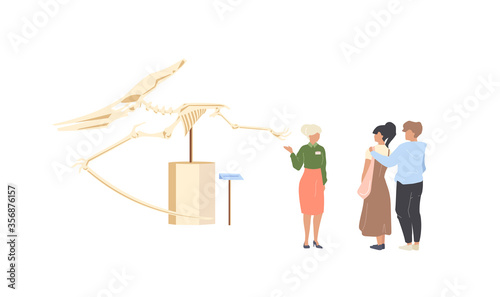 Paleontology museum tourist flat color vector faceless characters © The img