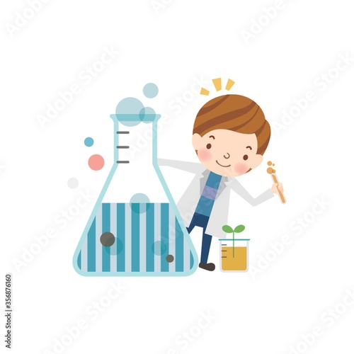 school girl with conical flask