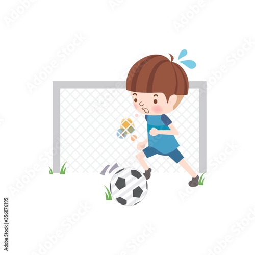 school boy playing football