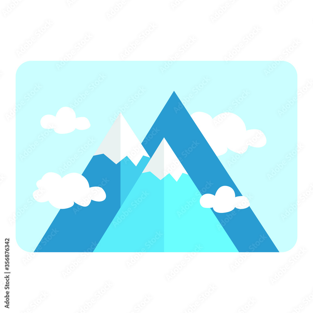 Simple Vector Design of a Mountain in Blue Simple Vector Design of a Mountain in Blue