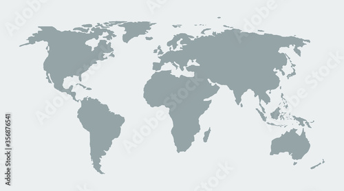World map. Grey earth on globe. Global background with europe  asia  africa  america  australia. Atlas with continents for political  travel  business goals. Country in map. Art icon. Vector.