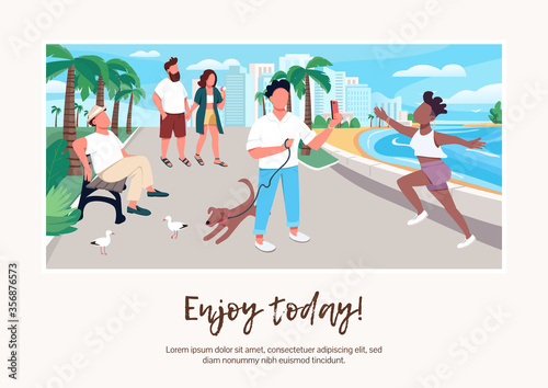 Enjoy today banner flat vector template