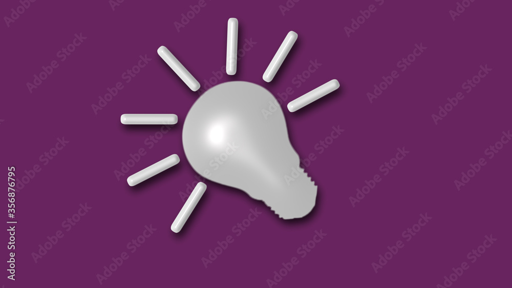 3d idea bulb icon on pink dark background,White bulb icon 3d idea bulb icon on pink dark background,White bulb icon