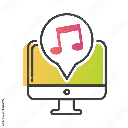 computer with music note