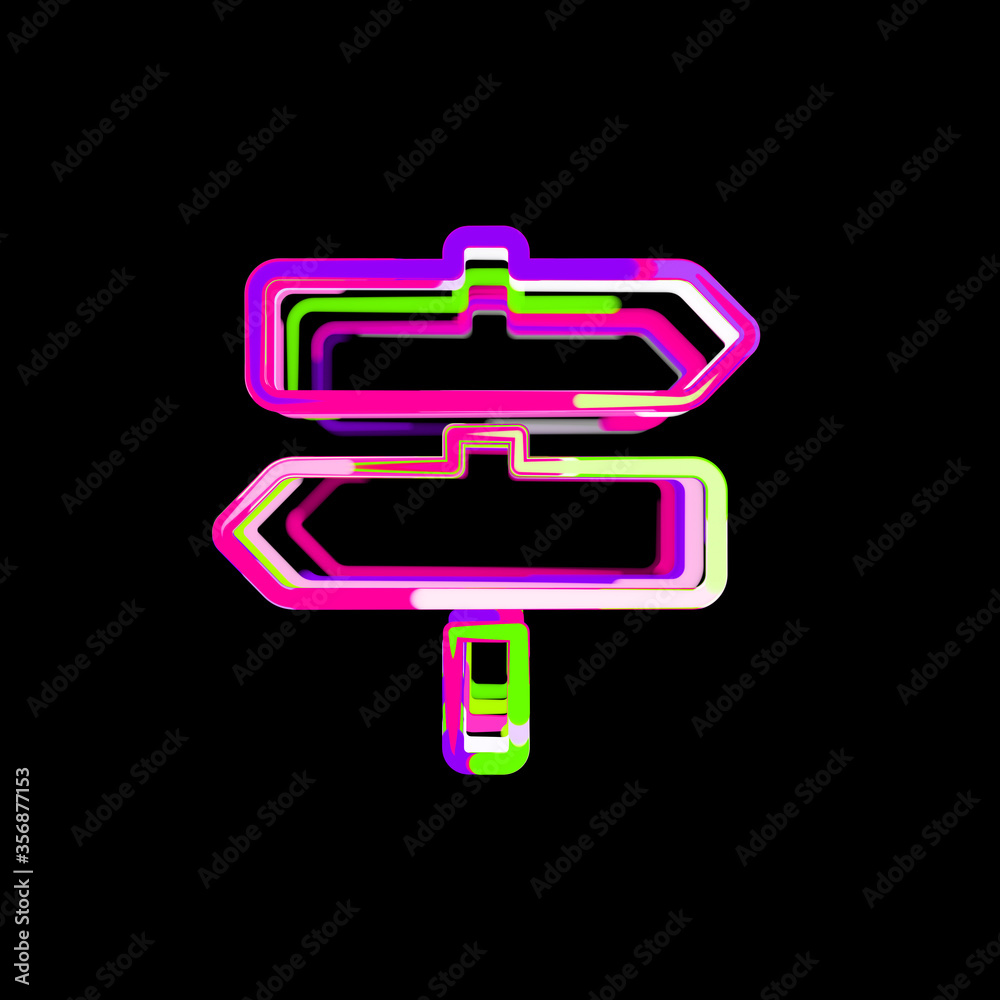 Symbol signpost from multi-colored circles and stripes. UFO Green, Purple, Pink Symbol signpost from multi-colored circles and stripes. UFO Green, Purple, Pink