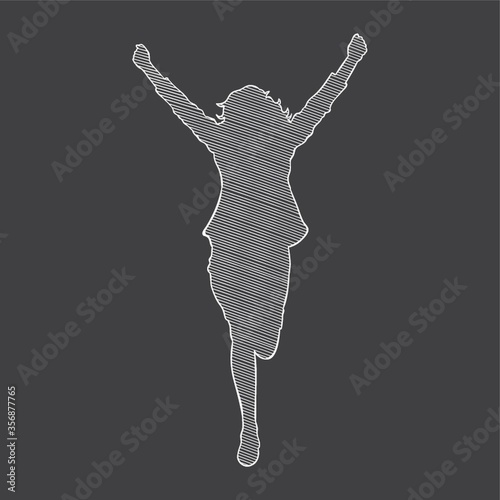 silhouette of a businesswoman cheering