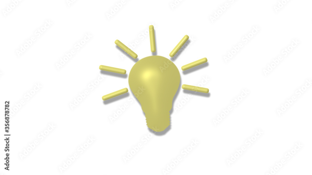 New yellow light 3d bulb icon on white background New yellow light 3d bulb icon on white background
