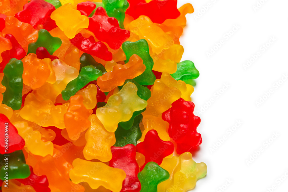 Jelly sweats bears background. Top view.