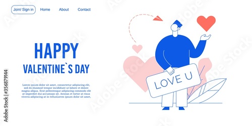 Love declaration on valentine day landing page