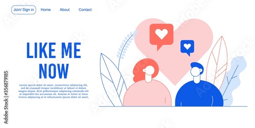 Like time social network life landing page design