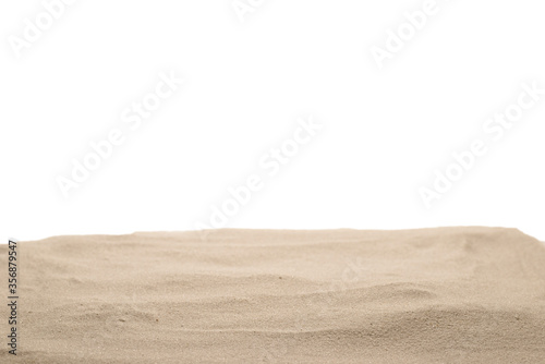 Sand texture closeup. Sand isolated on white.