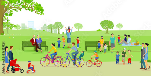 Familien, Kinder, Paare  im Park