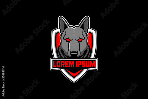 German Shepard dog shield logo vector template