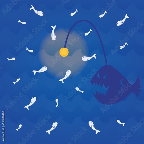 fishes attracted to the light of an anglerfish