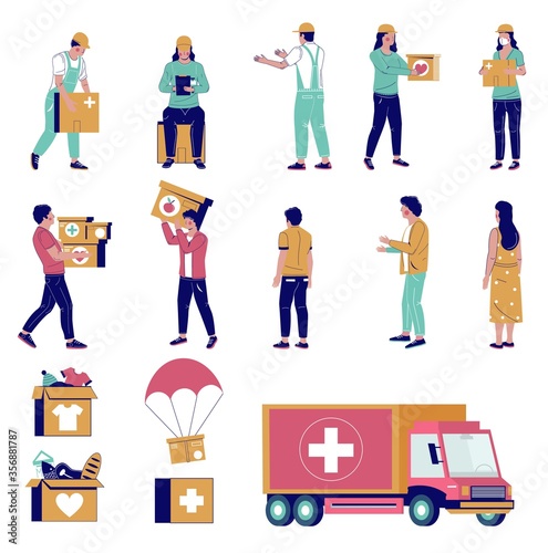 Humanitarian aid characters, vector flat isolated illustration photo