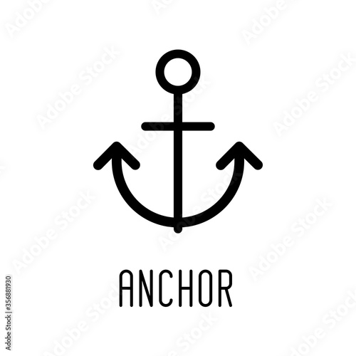 Fotografiet Anchor line icon. Vector illustration
